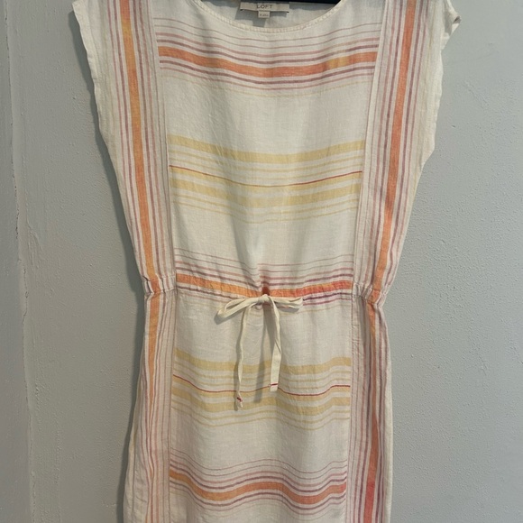 LOFT linen Pink and Cream Striped Top - Picture 1 of 4